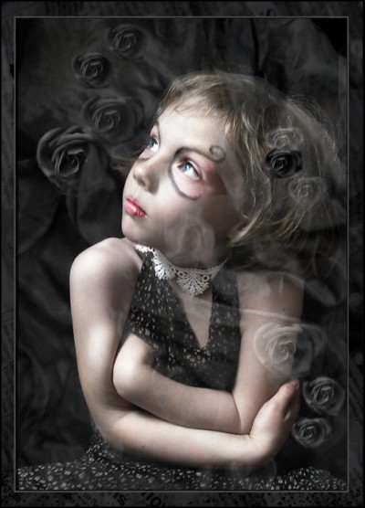 weiled in dark roses